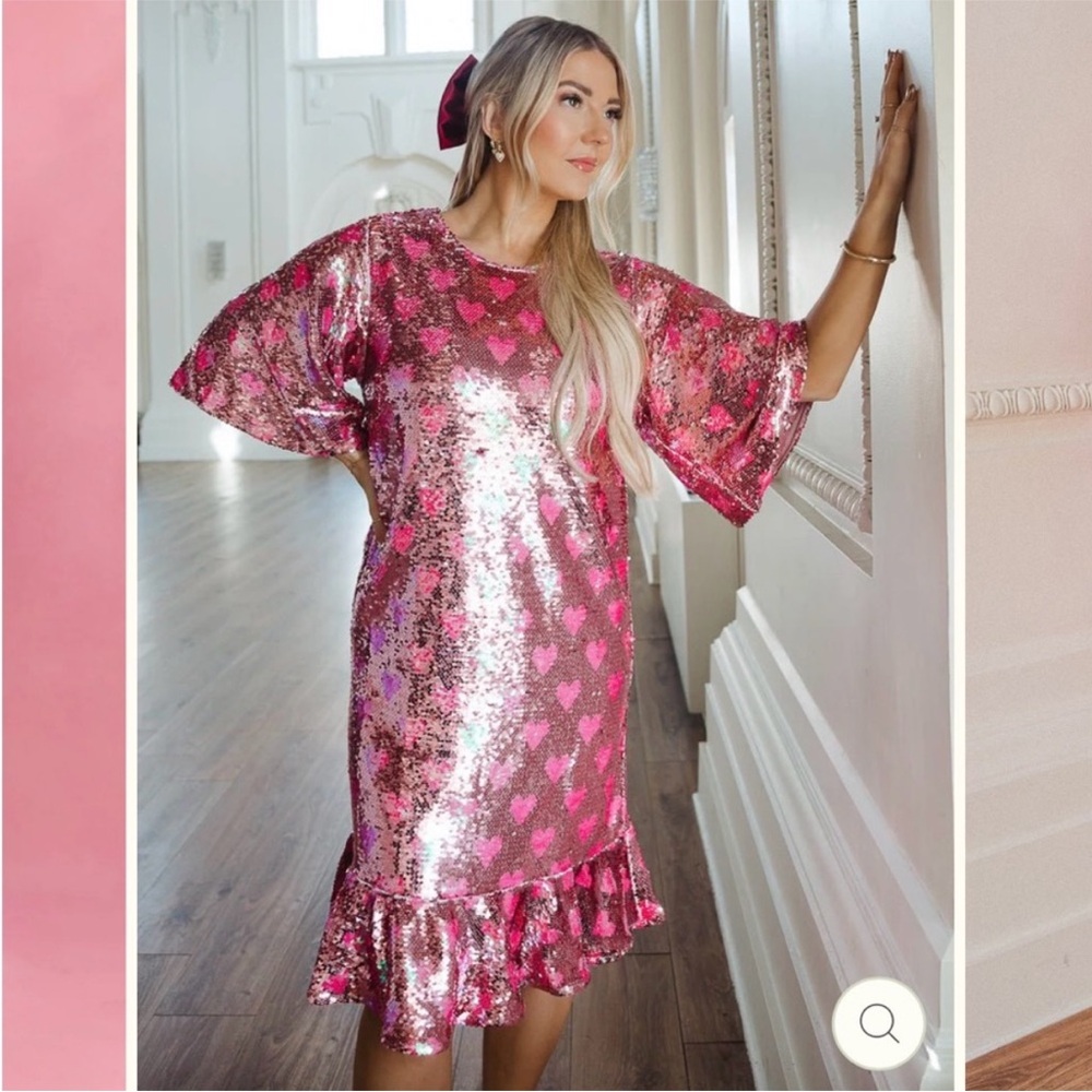 Pink Sequin Dress with hearts